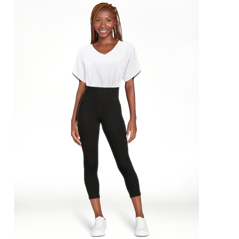 BLACK Cotton Capri leggings with side pockets Size XS (0-2)